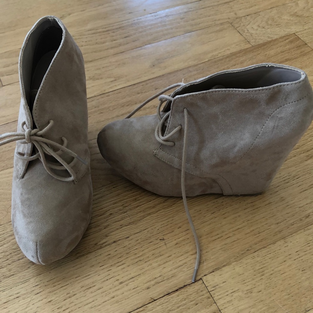 Tan suede wedges